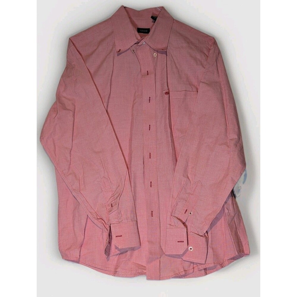 Men's IZOD Rose Button Up Long Sleeve Collared Shirt SIZE L